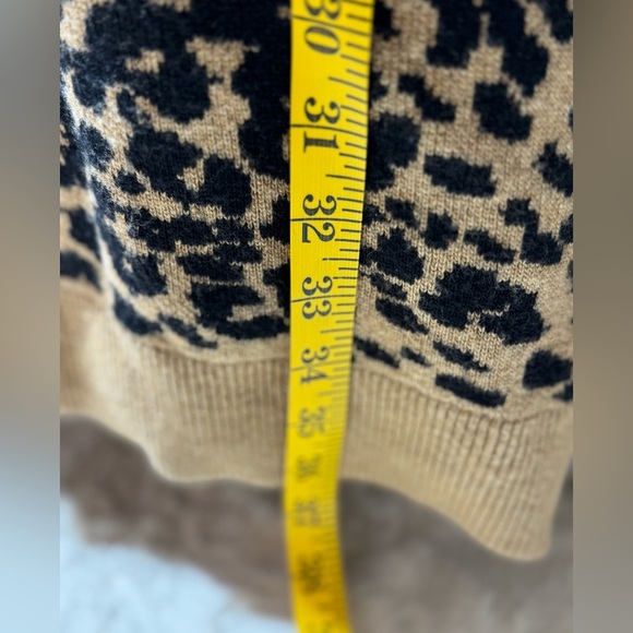 LOFT Knit Sweater Dress medium Leopard Print crew Neck Y2K Fall Autumn NWOT - Picture 11 of 13